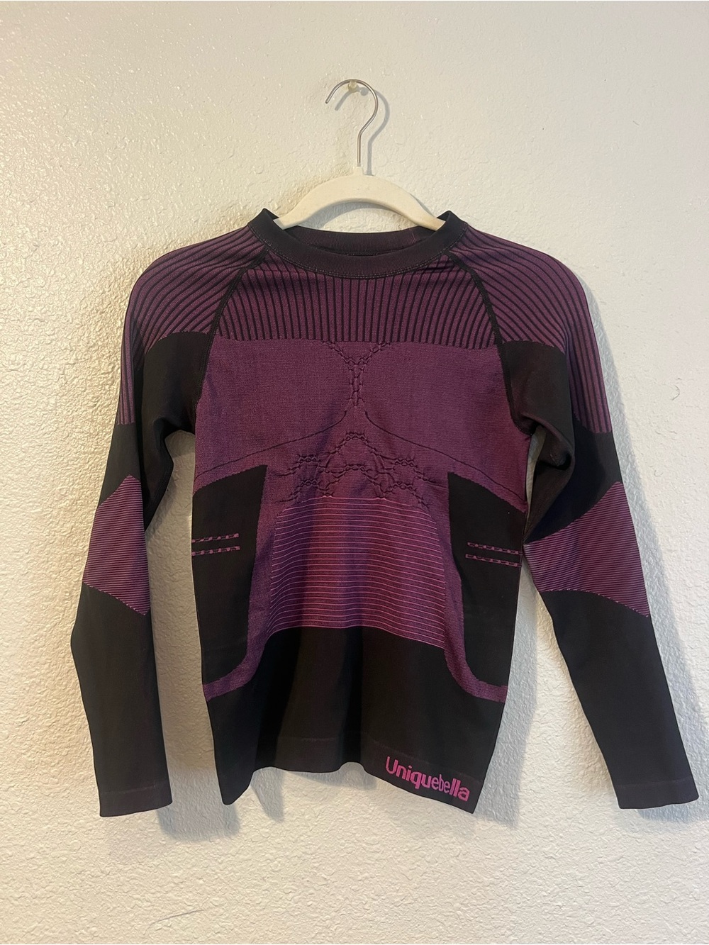 Purple and Black Seamless Long Sleeve Top